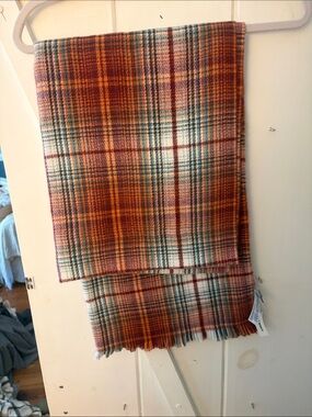 Old Navy Plaid Scarf in Orange, Teal and Cream